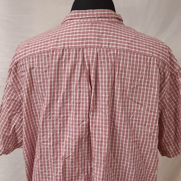 Steve and Barrys Mens XXXL Red Stripe Plaid Short Sleeve Button Up Shirt - Picture 7 of 12